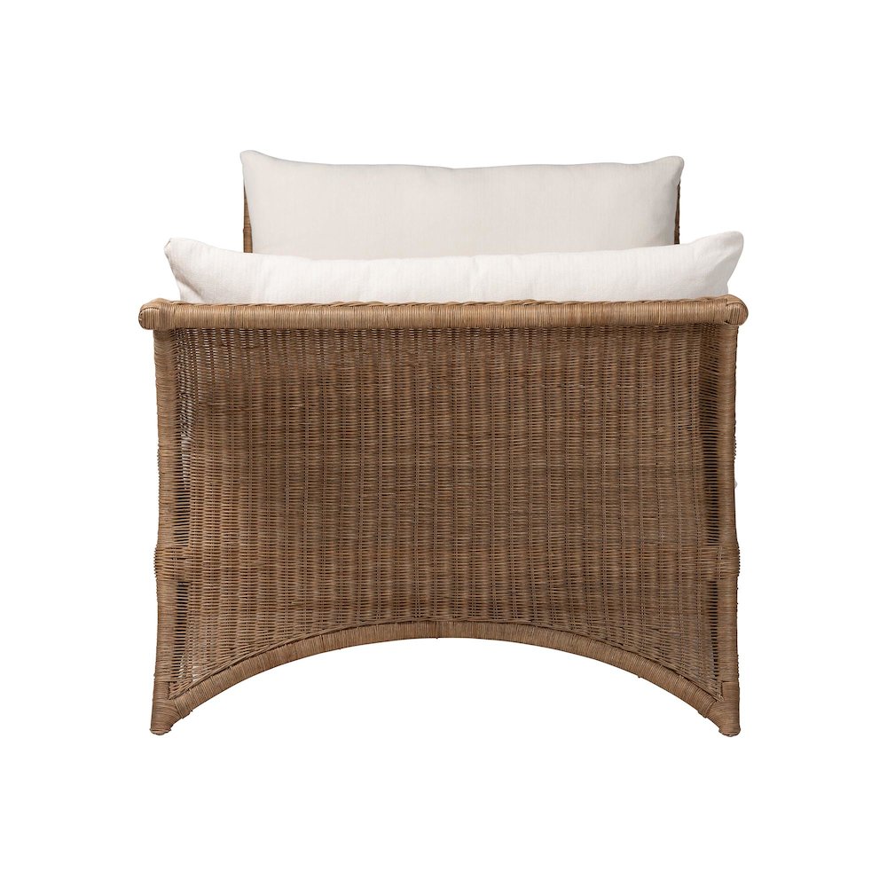 Natural Rattan Daybed with Cushions - Coastal Boho Indoor Lounge Sofa Bench