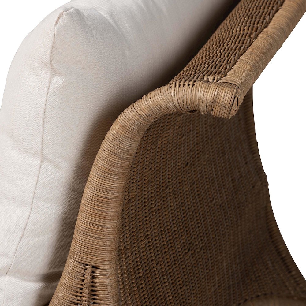 Natural Rattan Daybed with Cushions - Coastal Boho Indoor Lounge Sofa Bench