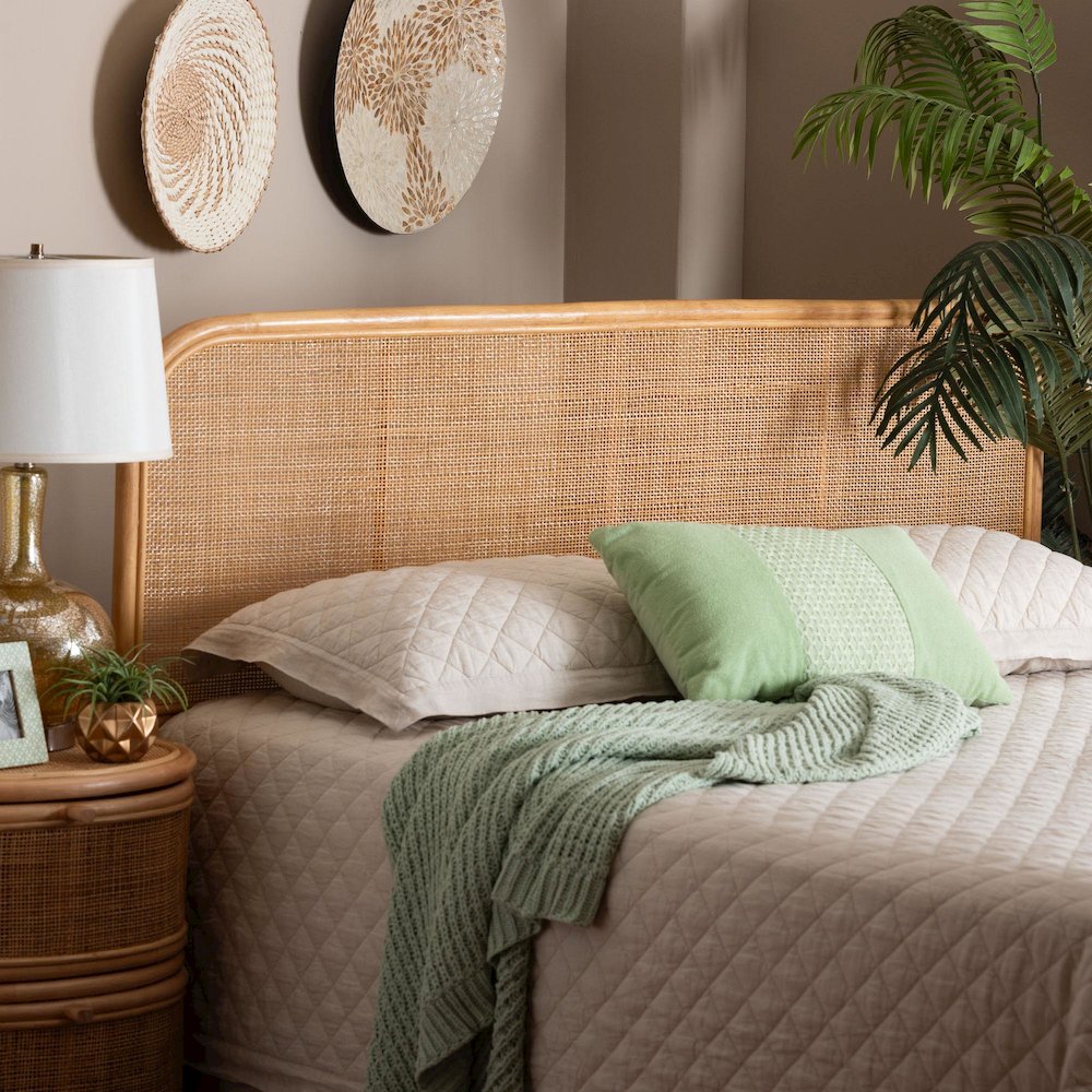 Agota Natural Rattan Standalone Headboard - Handwoven Wicker Panel