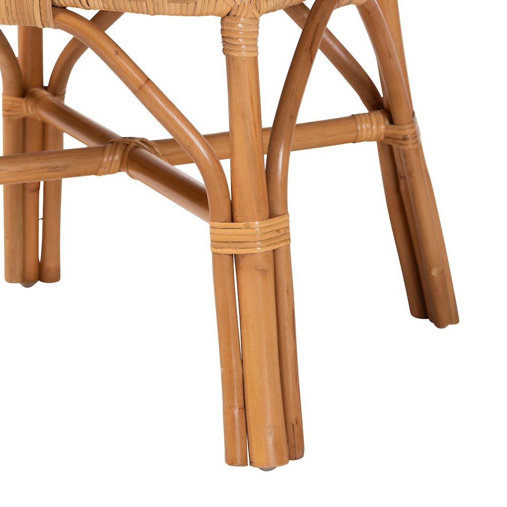 Natural Rattan Dining Chair with Curved Backrest and Removable Cushion