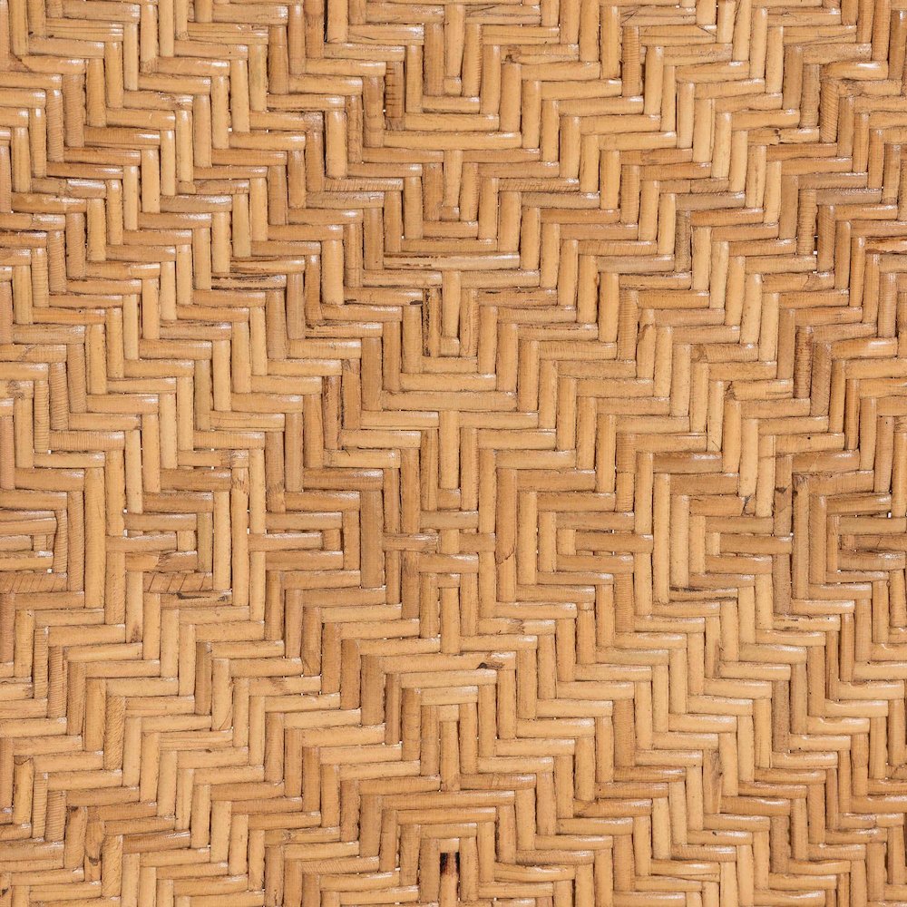 Natural Rattan Dining Chair with Curved Backrest and Removable Cushion