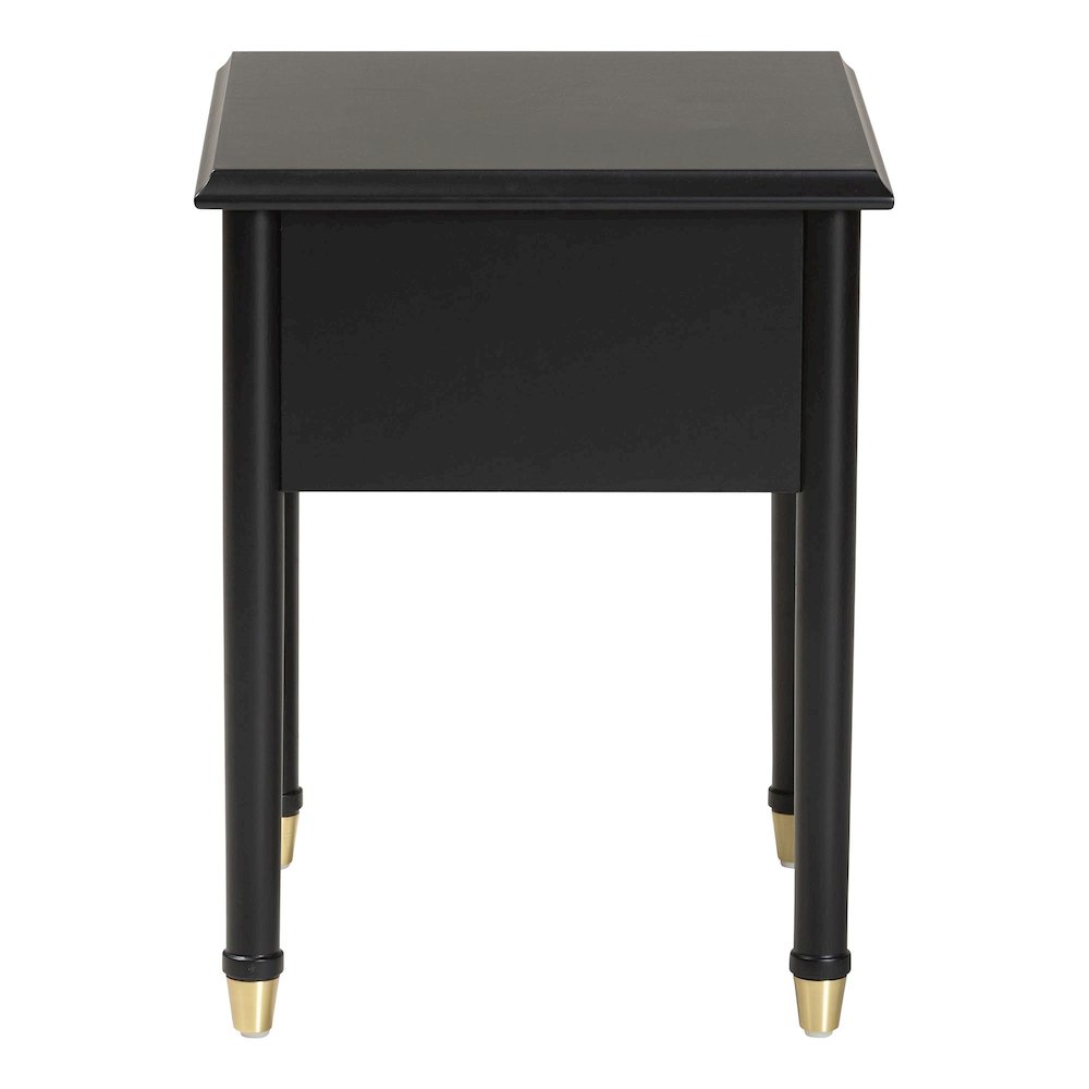 Black Wood Nightstand with Pullout Shelf - Modern Transitional Bedside Table