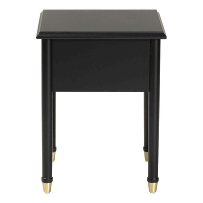 Black Wood Nightstand with Pullout Shelf - Modern Transitional Bedside Table