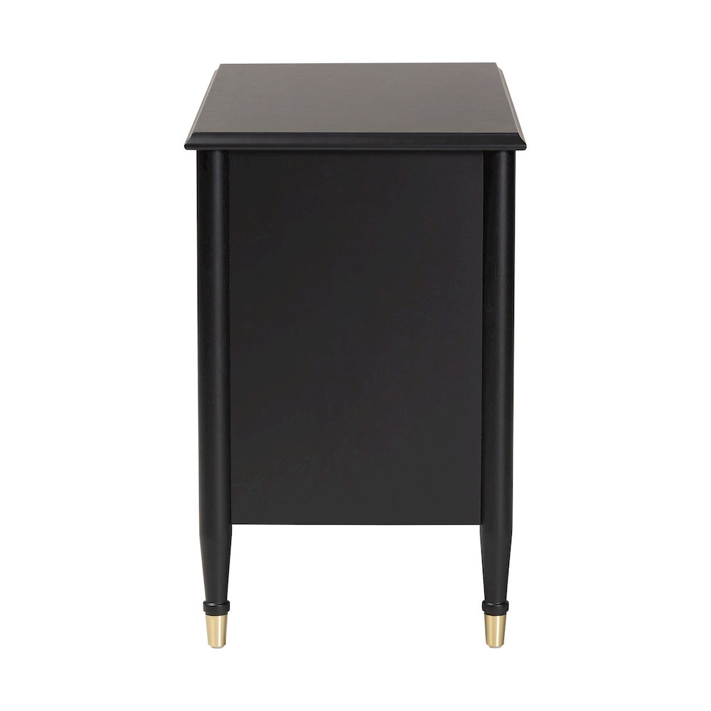 Black Wood Chest with Drawers with Metallic Accents, 6-Drawer