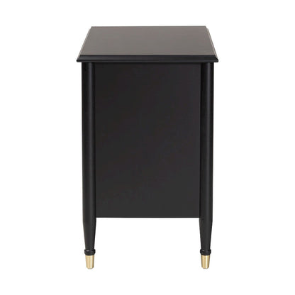 Black Wood Chest with Drawers with Metallic Accents, 6-Drawer