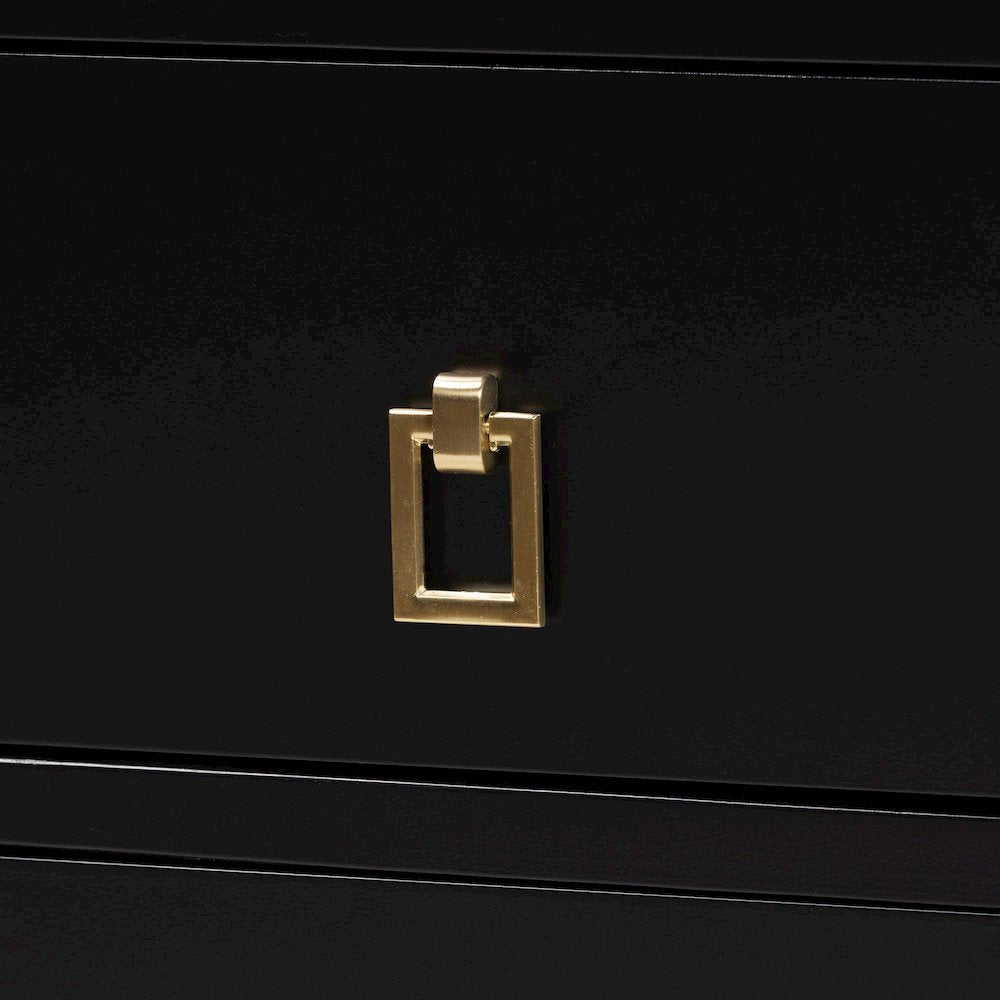 Black Wood Chest with Drawers with Metallic Accents, 6-Drawer