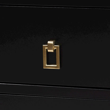 Black Wood Chest with Drawers with Metallic Accents, 6-Drawer