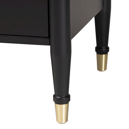 Black Wood Chest with Drawers with Metallic Accents, 6-Drawer
