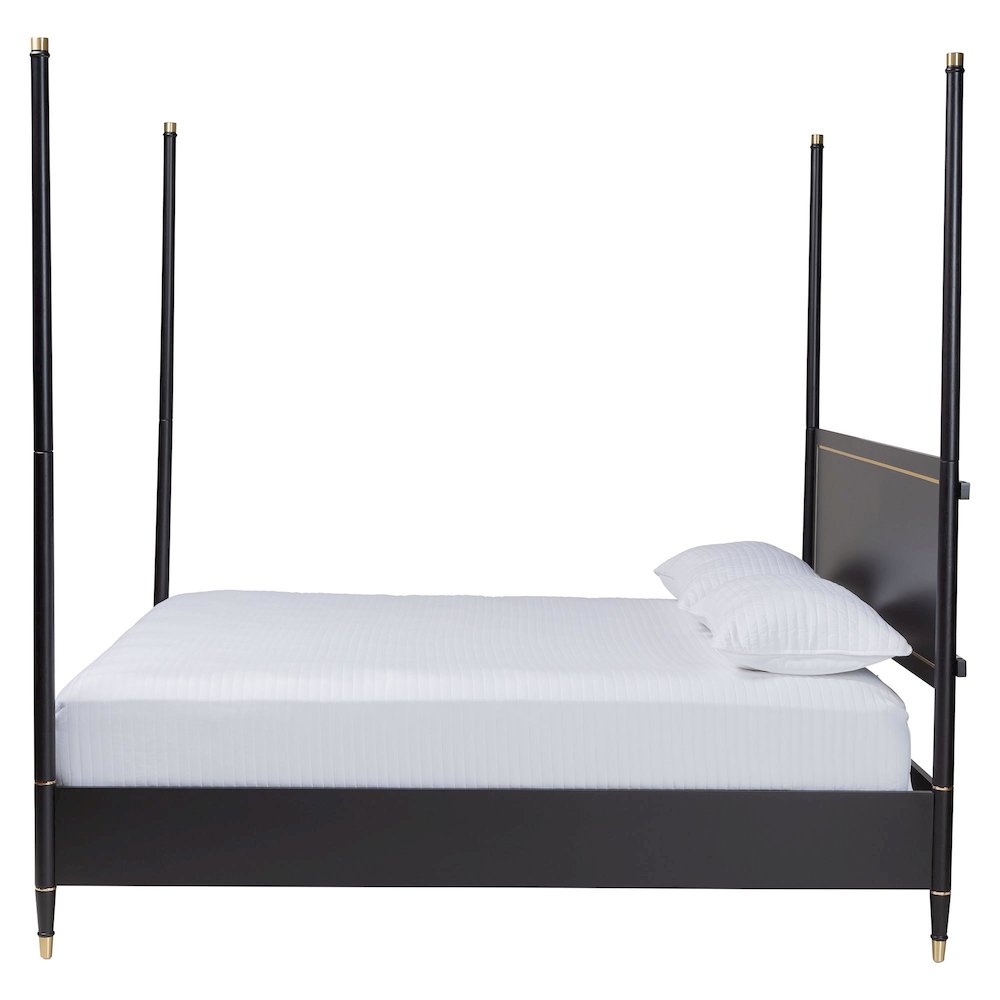 Four-Poster Platform Bed - Black Wood Bed Frame, King
