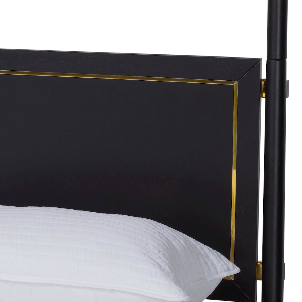 Four-Poster Platform Bed - Black Wood Bed Frame, King