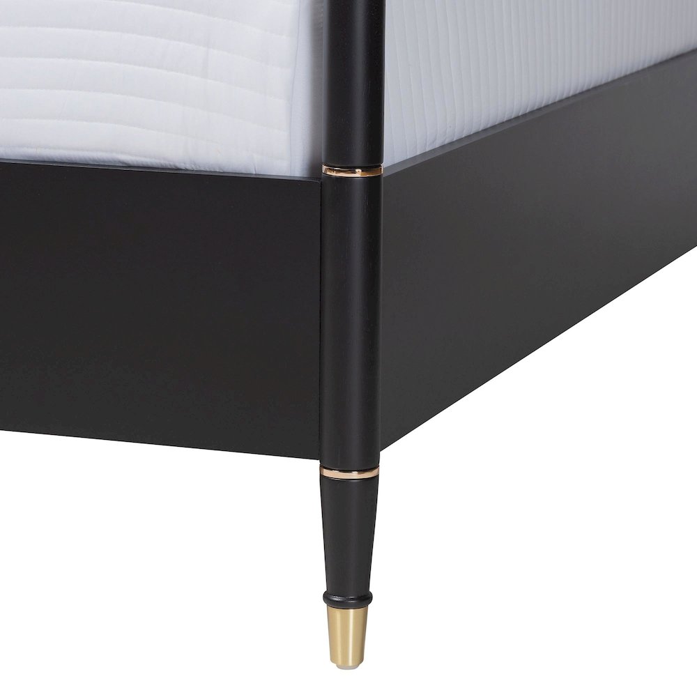 Four-Poster Platform Bed - Black Wood Bed Frame, King