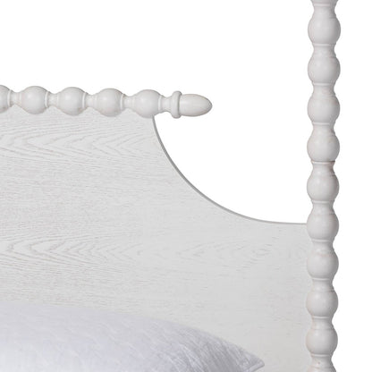 Four-Poster Platform Bed - Wooden Bed Frame, White, Queen