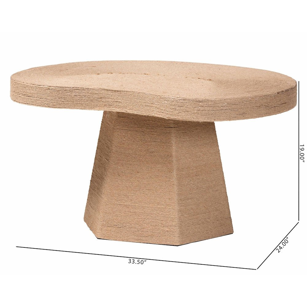 Natural Jute Coffee Table - Textured Handwoven Cocktail Table