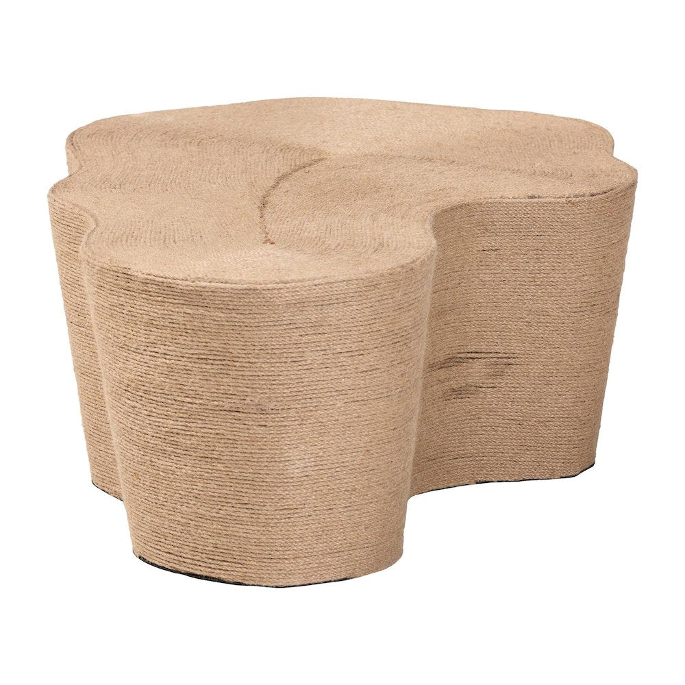 Natural Jute Coffee Table - Textured Handwoven Irregular Shape Cocktail Table