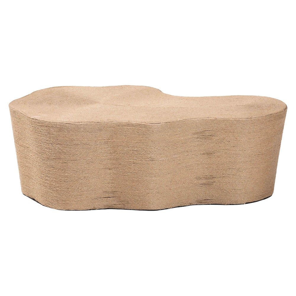 Natural Jute Coffee Table - Textured Handwoven Irregular Shape Cocktail Table
