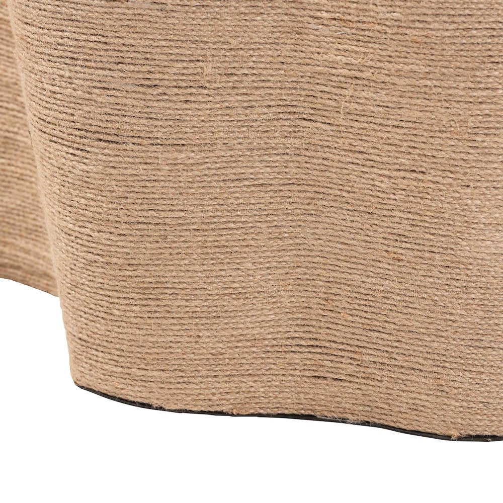 Natural Jute Coffee Table - Textured Handwoven Irregular Shape Cocktail Table