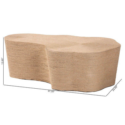 Natural Jute Coffee Table - Textured Handwoven Irregular Shape Cocktail Table