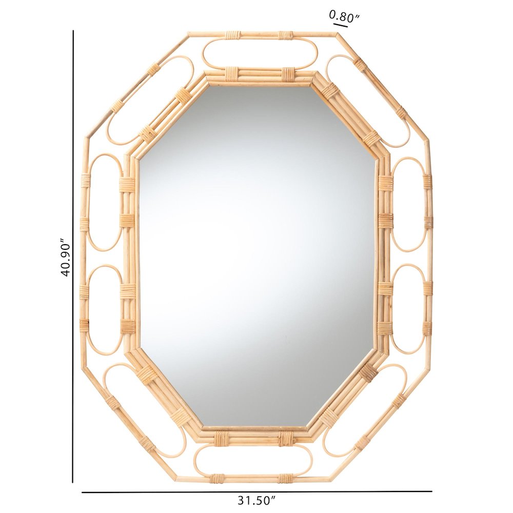 Remedy Octagonal Natural Rattan Wall Mirror - Handwoven Accent Mirror
