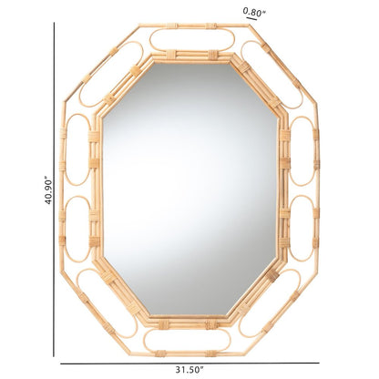 Remedy Octagonal Natural Rattan Wall Mirror - Handwoven Accent Mirror