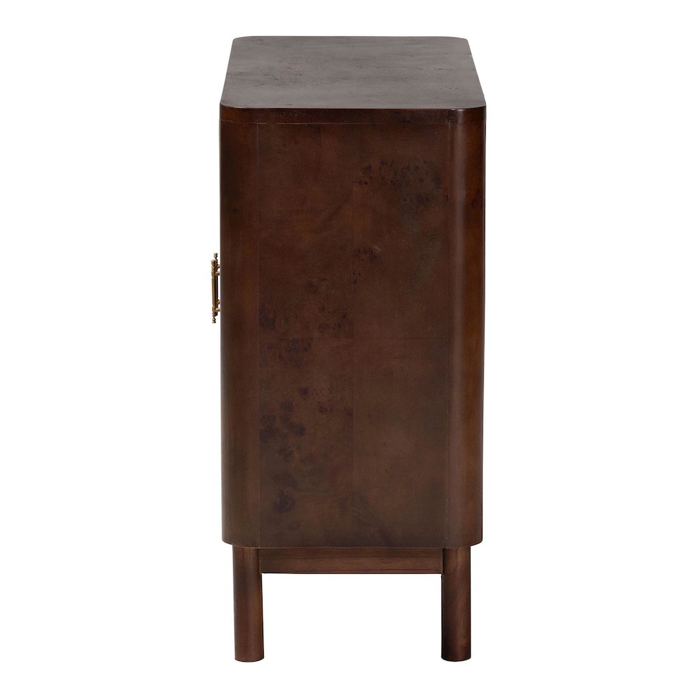 Latika Real Burl Wood Storage Cabinet in Dark Walnut Brown