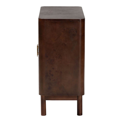 Latika Real Burl Wood Storage Cabinet in Dark Walnut Brown