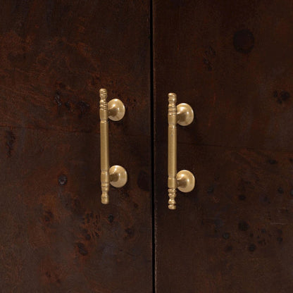 Latika Real Burl Wood Storage Cabinet in Dark Walnut Brown