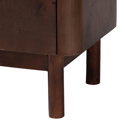Latika Real Burl Wood Storage Cabinet in Dark Walnut Brown