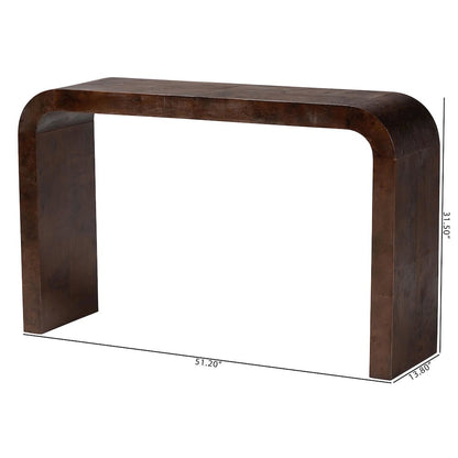 Revelle Real Burl Wood Console Table in Dark Walnut Brown