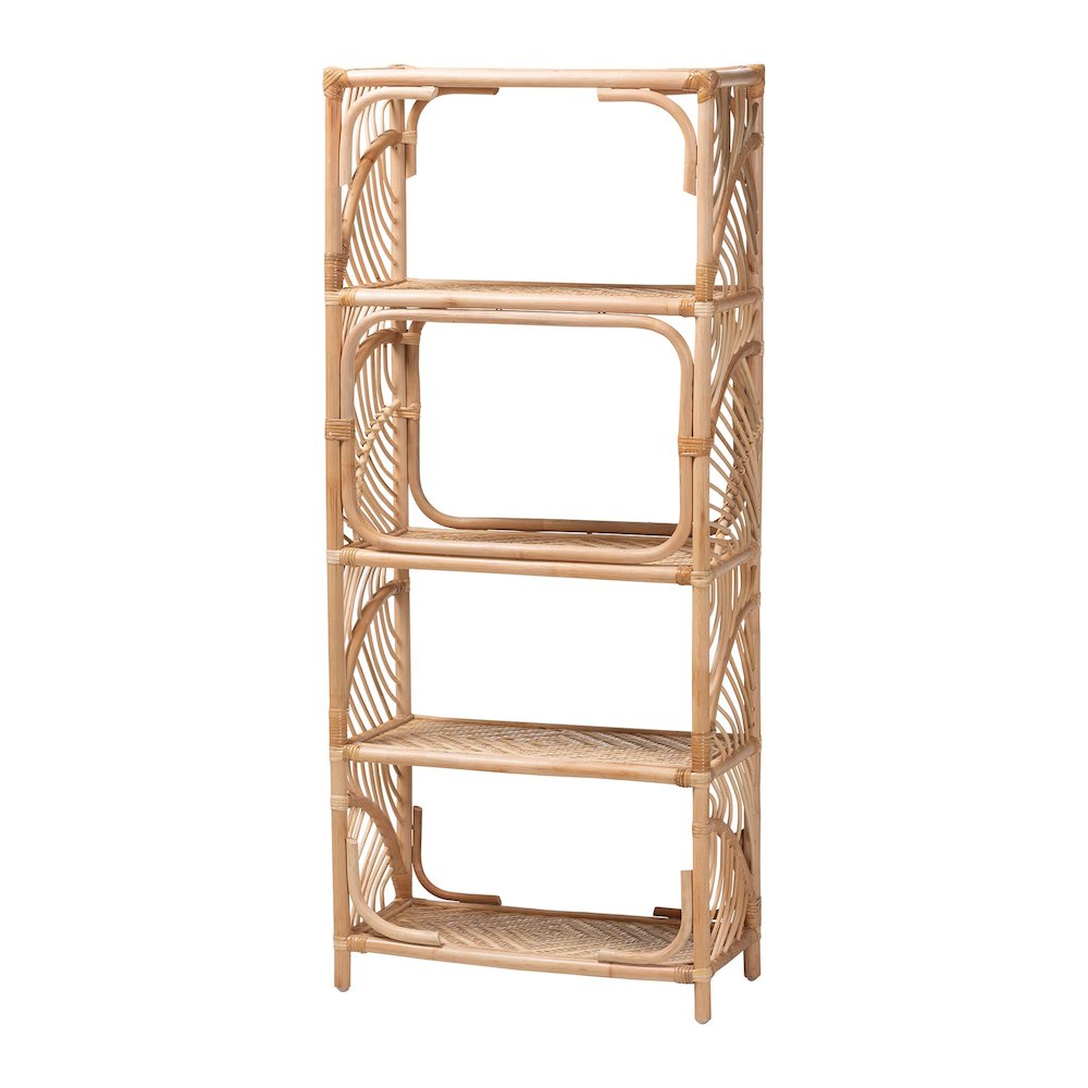 Baara Natural Rattan 4-Tier Display Shelf - Handcrafted Bookcase