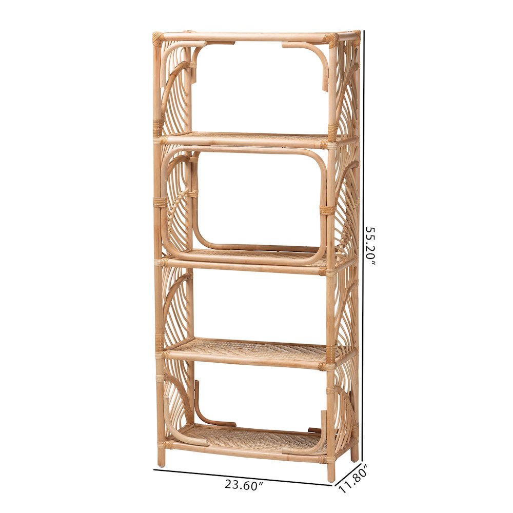 Baara Natural Rattan 4-Tier Display Shelf - Handcrafted Bookcase