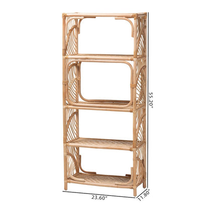 Baara Natural Rattan 4-Tier Display Shelf - Handcrafted Bookcase