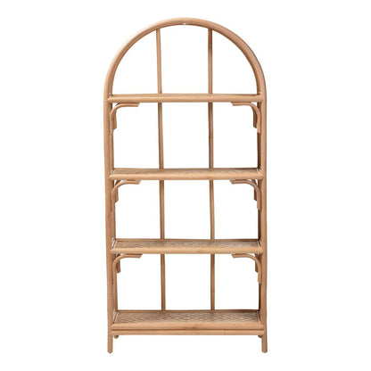 Natania Natural Rattan 4-Tier Display Shelf - Handwoven Arched Bookcase