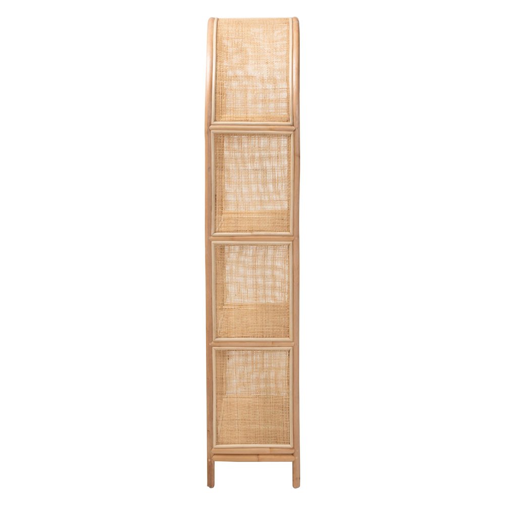 Natania Natural Rattan 4-Tier Display Shelf - Handwoven Arched Bookcase