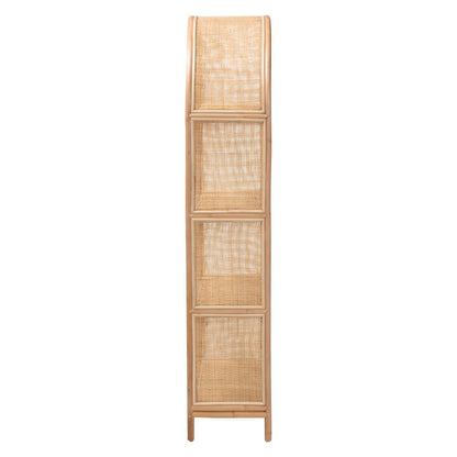Natania Natural Rattan 4-Tier Display Shelf - Handwoven Arched Bookcase