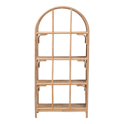 Natania Natural Rattan 4-Tier Display Shelf - Handwoven Arched Bookcase