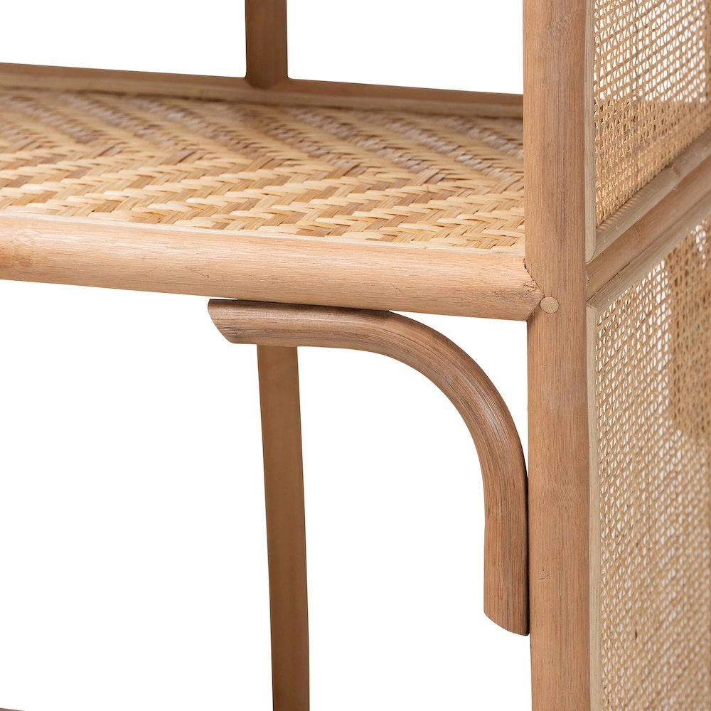 Natania Natural Rattan 4-Tier Display Shelf - Handwoven Arched Bookcase