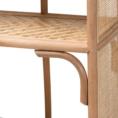 Natania Natural Rattan 4-Tier Display Shelf - Handwoven Arched Bookcase
