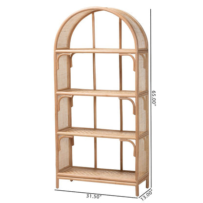 Natania Natural Rattan 4-Tier Display Shelf - Handwoven Arched Bookcase