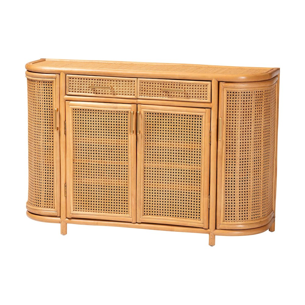 Natural Rattan Sideboard - Handwoven Wicker Buffet Credenza
