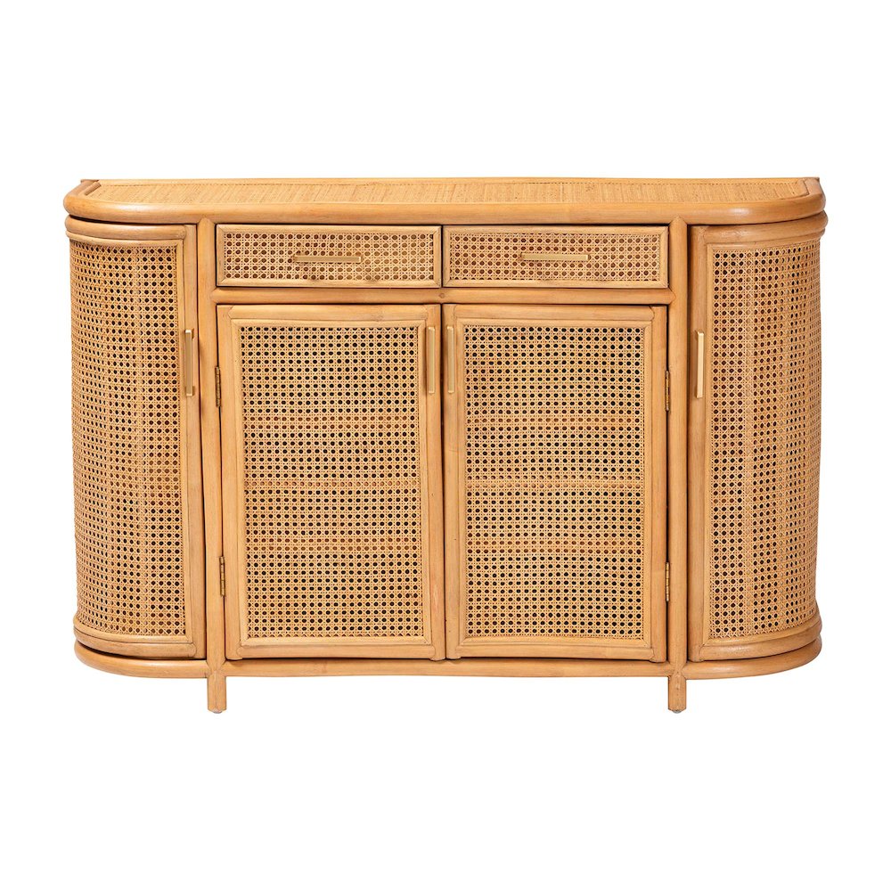 Natural Rattan Sideboard - Handwoven Wicker Buffet Credenza