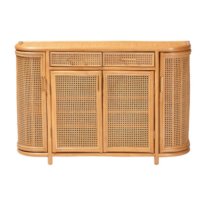 Natural Rattan Sideboard - Handwoven Wicker Buffet Credenza