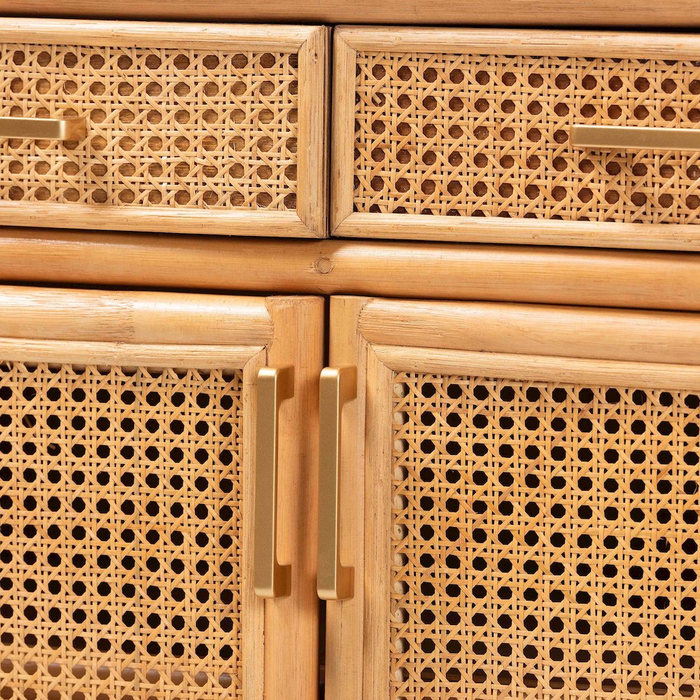 Natural Rattan Sideboard - Handwoven Wicker Buffet Credenza
