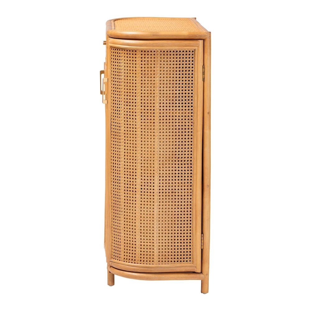 Natural Rattan Storage Cabinet - Handwoven Wicker Accent Cabinet
