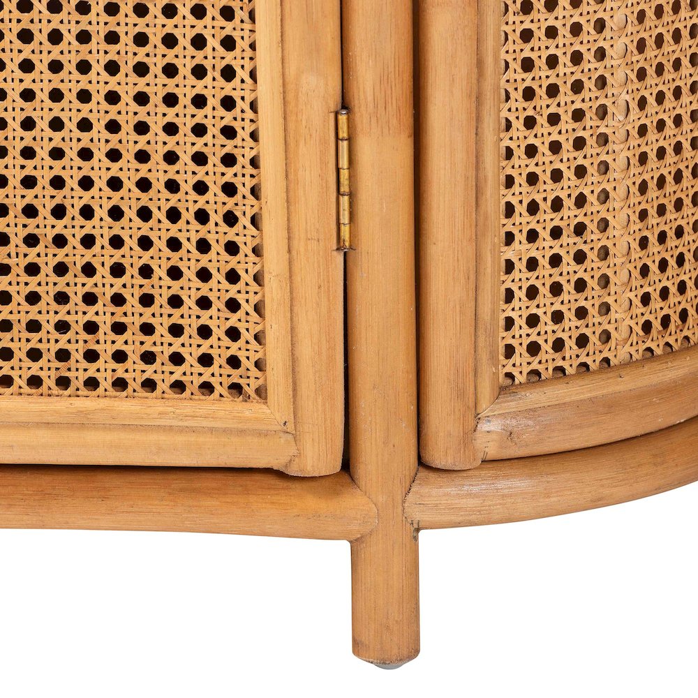 Natural Rattan Storage Cabinet - Handwoven Wicker Accent Cabinet