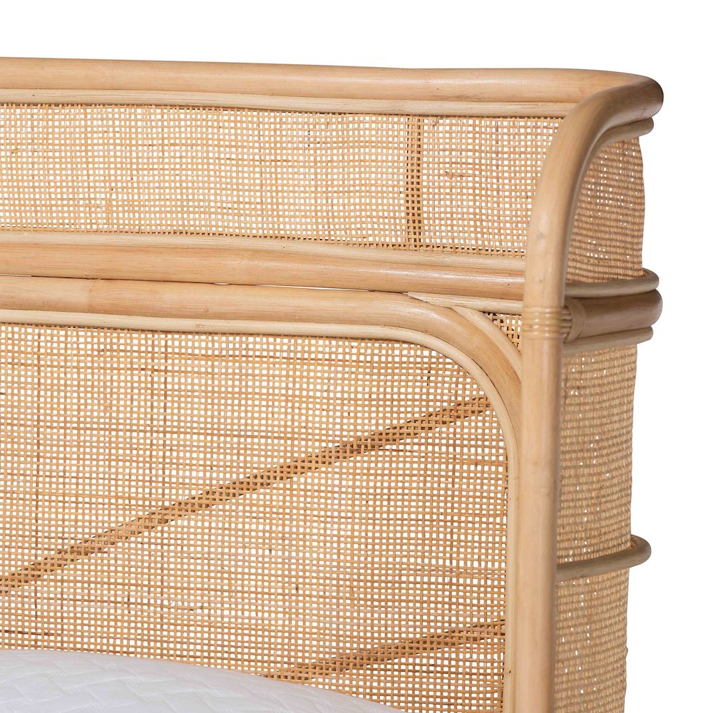 Rattan Bed Frame - Handwoven Wicker Headboard and Footboard, Queen