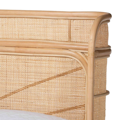 Rattan Bed Frame - Handwoven Wicker Headboard and Footboard, Queen