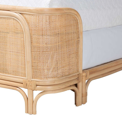 Rattan Bed Frame - Handwoven Wicker Headboard and Footboard, Queen
