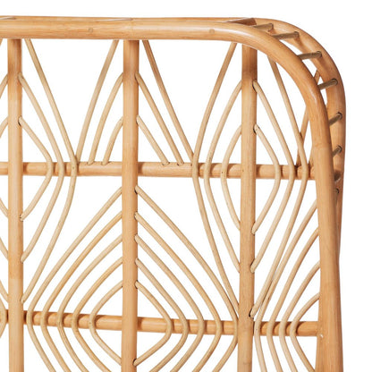 Rattan Bed Frame with Openwork Geometry Headboard and Footboard, Queen