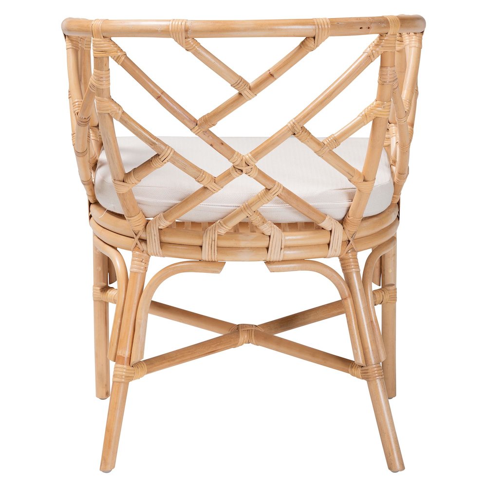 Natural Rattan Dining Chair - Handwoven Barrel Accent Chair
