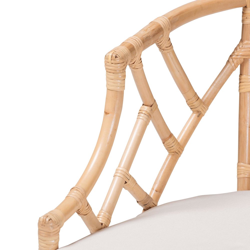 Natural Rattan Dining Chair - Handwoven Barrel Accent Chair